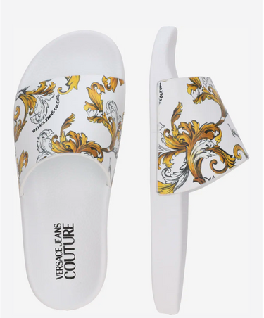 Sandalia Versace Jeans Couture para mujer blanca grecas